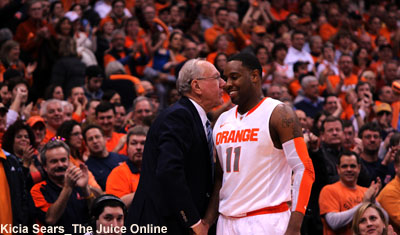 Syracuse guard Scoop Jardine exits for the final time from the Carrier Dome