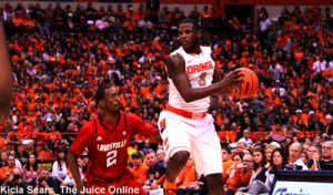 Syracuse guard Dion Waiters catches the ball against Louisville